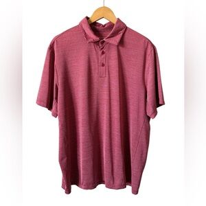 Hawke & Co Performance Polo Shirt Large Red Striped Golf Athletic